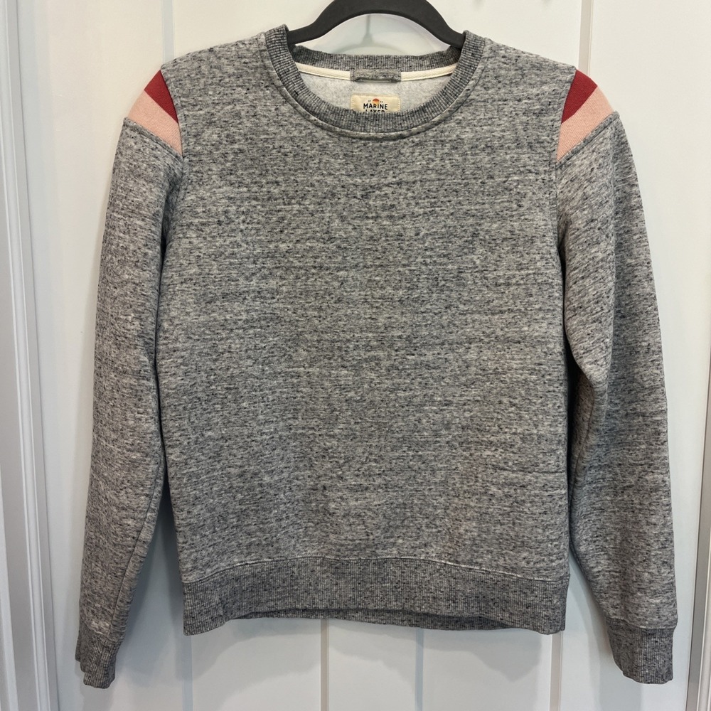 Marine Layer Sweater Women Crewneck Sweater Pullover Red Pink Shoulder Accent S